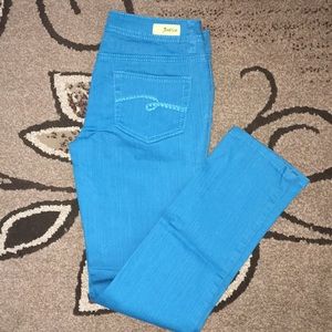 Neon blue Justice jeans
